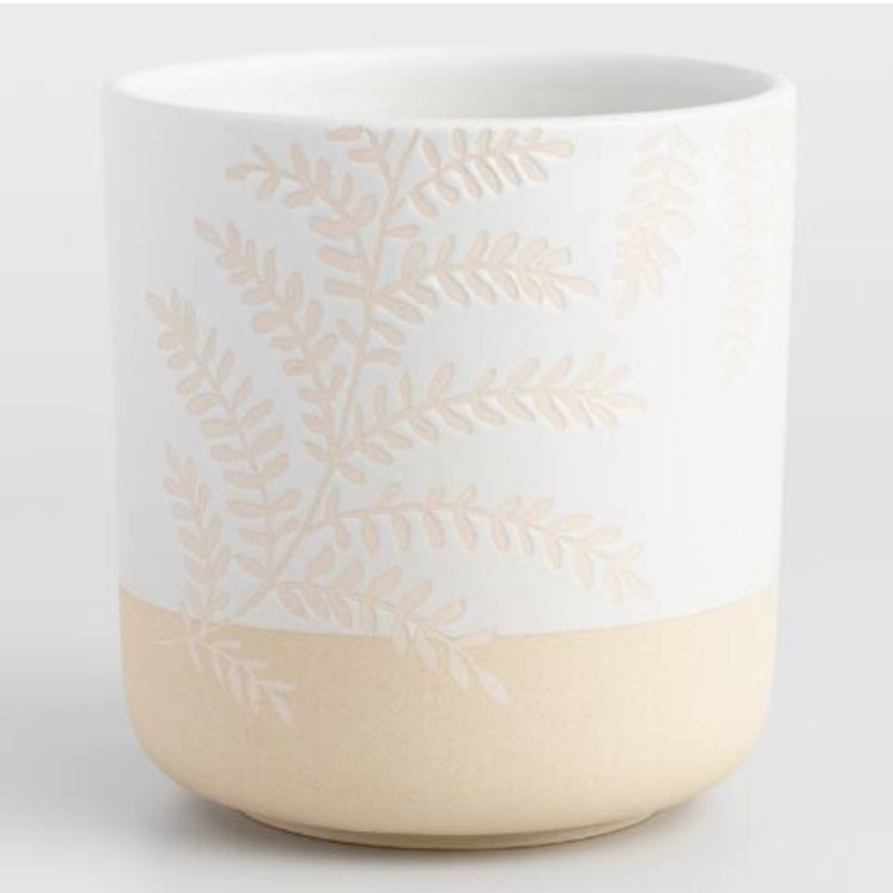 World Market Ivory Stoneware Utensil Holder